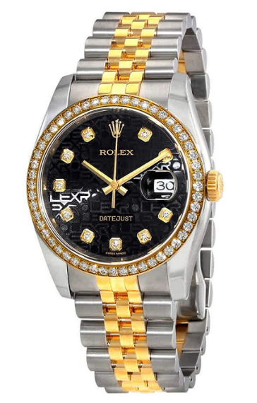 Rolex Datejust Black Dial Ladies 18 Carat Yellow Gold Watch ...